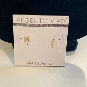 Argento Vivo 18kt gold plated initial earrings - Letter H